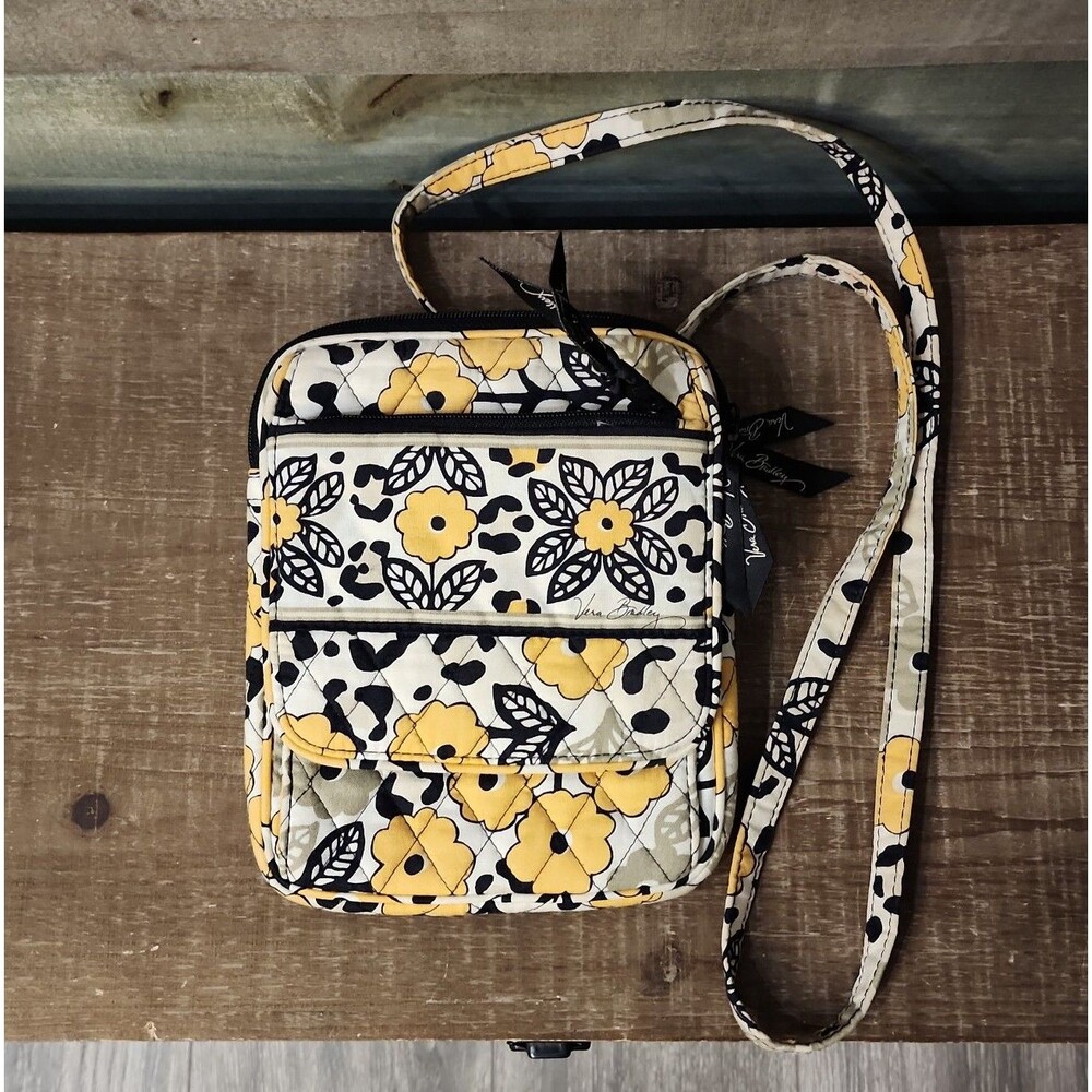 Vera Bradley "Go Wild" Crossbody Bag - Yellow Floral Leopard Print